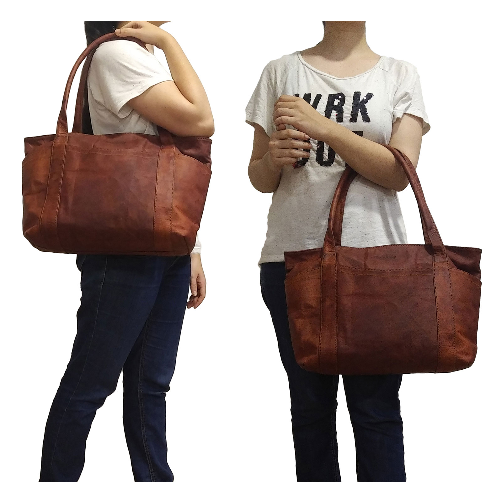 Women's Side Shoulder Crossbody Bag Genuine Leather Tote Bag Brown Daily Wear Office Bag